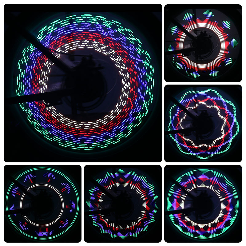 Fietsen Visuele Waarschuwing Trendy Light Rgb Kleurrijke Leds Fietswiel Lamp Bike Spoke Signaal Lantaarn Multi Patronen Op/Off schakelaar