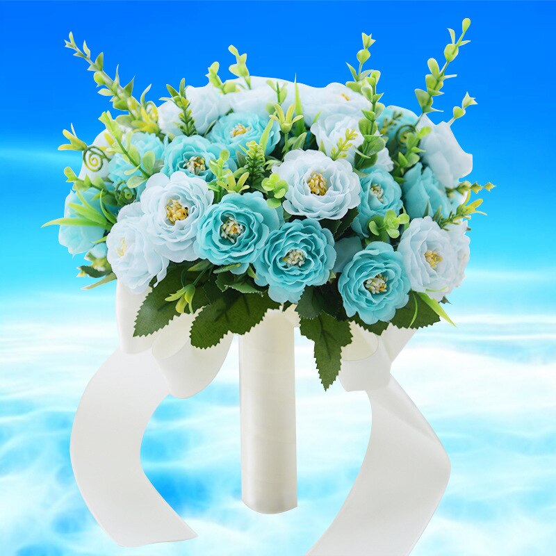 H & S Bridal Blauw Ivoor Bruidsboeket Boeket De Ma... - Vicedeal