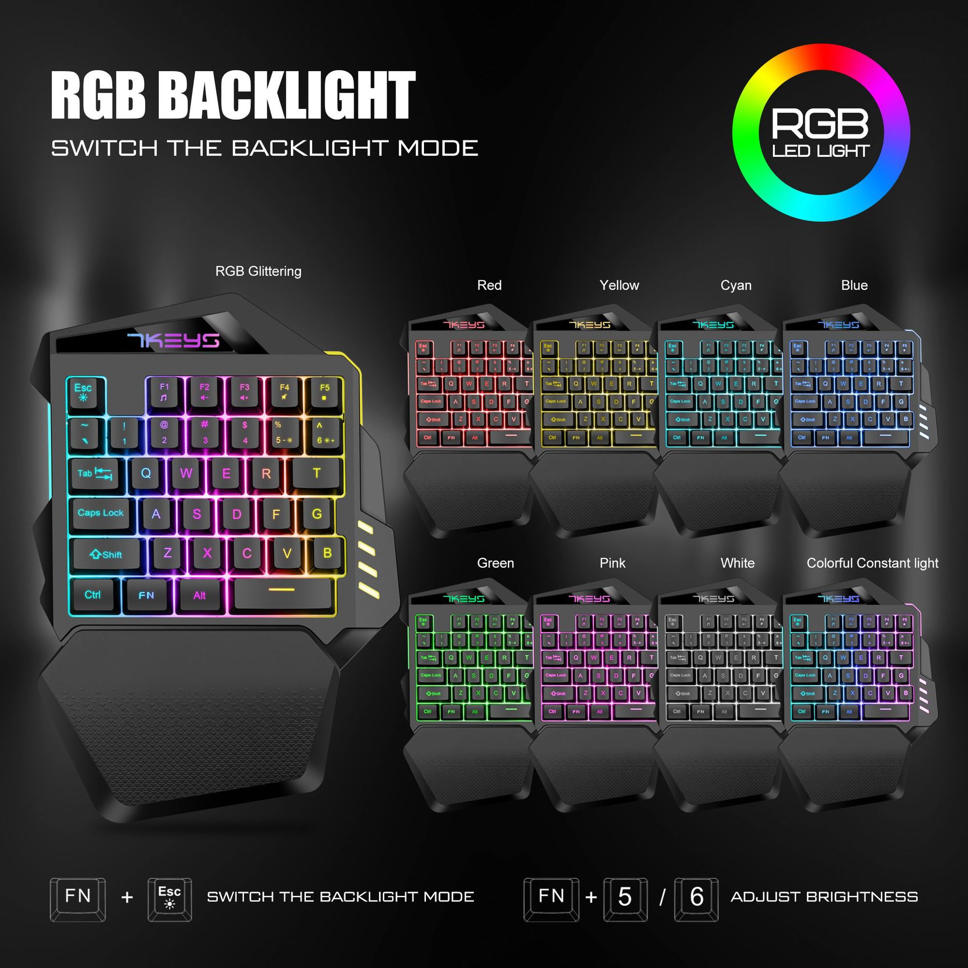 Mechanical Gaming Keyboard One-Handed Keyboard 2.4g Wireless Rgb Left-Handed E-Sports Small Keyboard Computer Accessories