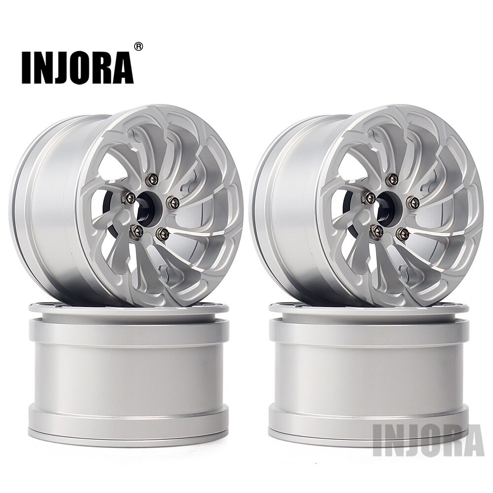 INJORA 4Stck Aluminium Legierung 2,2 Beadlock Rad Felgen für 1/10 RC Felsen Raupe axial SCX10 RR10 90053 90048 Gespenst 90045 90018: Silber- 23SR