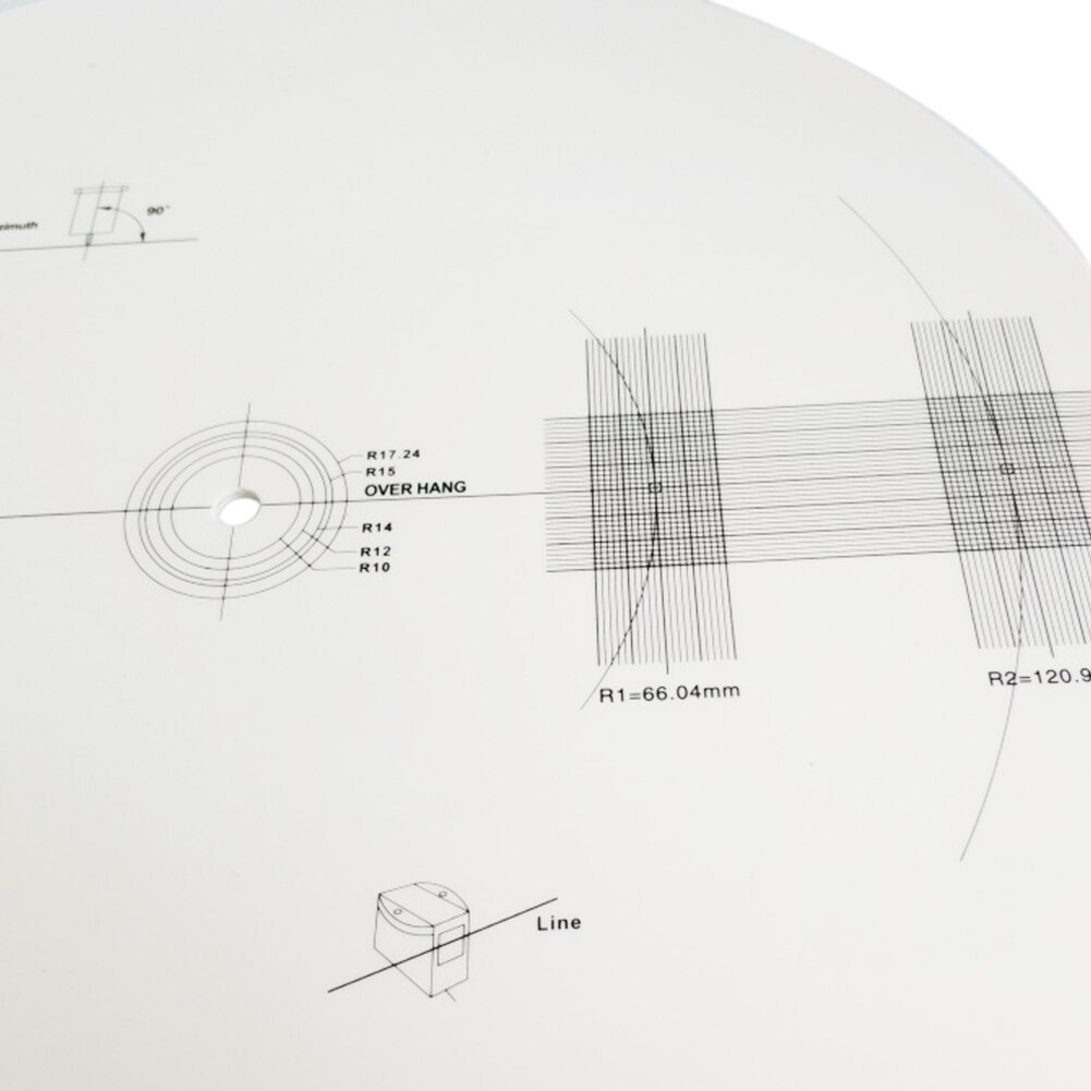 Turntable Speed Alignment Tool - White Round Acrylic Protractor for LP Vinyl Records