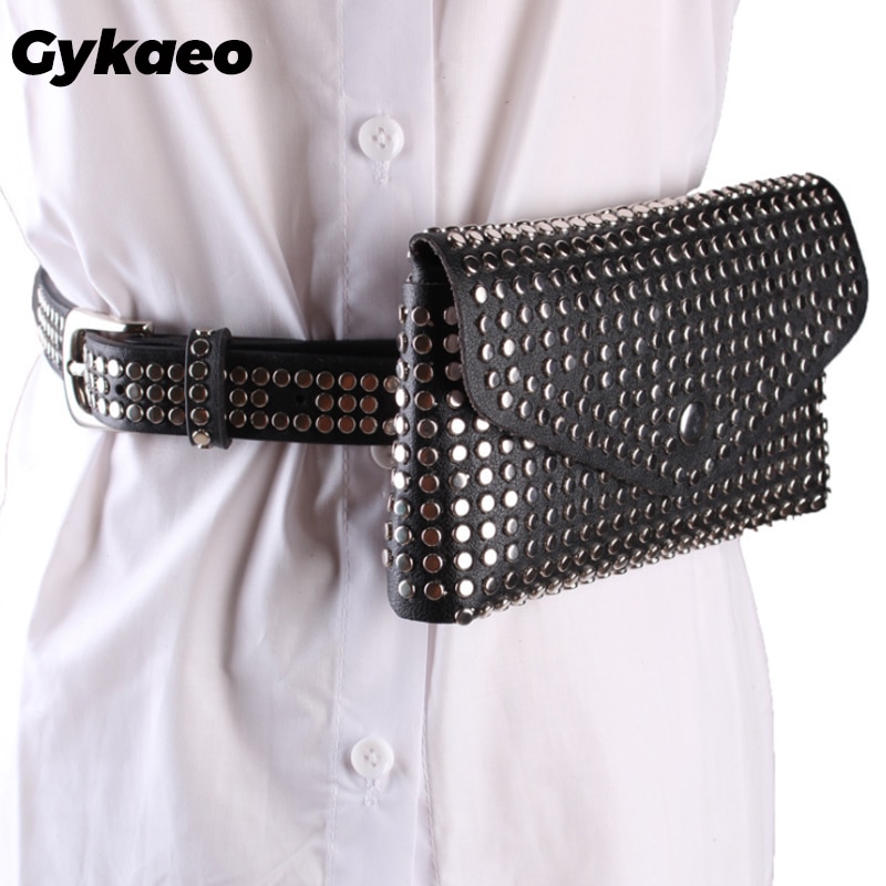 Rivet Luxury Fanny Pack Small Women Waist Bag Phone Pouch Punk Belt Bag Ladies Party Purse Evening Day Clutches