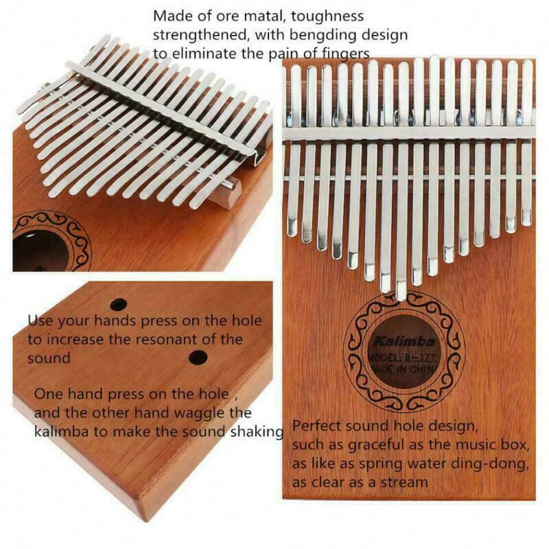 17 clave Piano de pulgar Kalimba de de madera de caoba cuerpo instrumento Musical con libro de Aprendizaje Ajuste martillo Unisex calimba