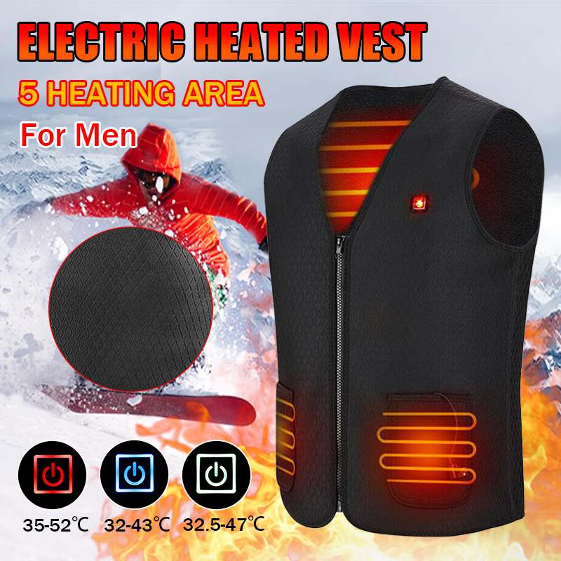 Outdoor Elektrische Kachel Vest USB Warme Kleding Mannen Vrouwen 3 temperatuur Winter Wandelen Thermische Kleding Vest voor skiën Camping