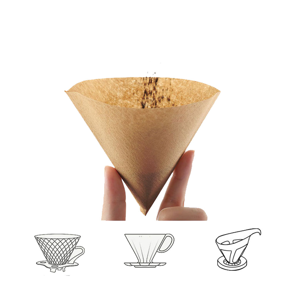 RECAFIMIL-filtro de café desechable, suministros de papel, cono Natural, filtro sin blanquear en forma de V para gotero de café V.60