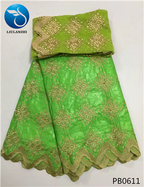 LIULANZHI negro riche getzner brode getzner riche tela de algodón tela bazin africano tissu con cuentas con 2 yardas de encaje neto PB06: PB0611