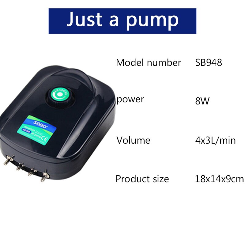 SOBO High Power 8w 12w Fish Tank Oxygen Air Pump Fish Aquarium Air Compressor Adjustable Air Flow Oxygen Pump For Fish: SB948 Just a pump