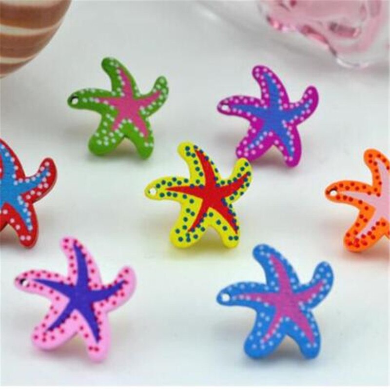 7pcs Beautiful Starfish Wood Push Pin Thumbtacks Decorative Diy Tack Pin for Cork Cartoon Photo Wall Pushpin Office Materials