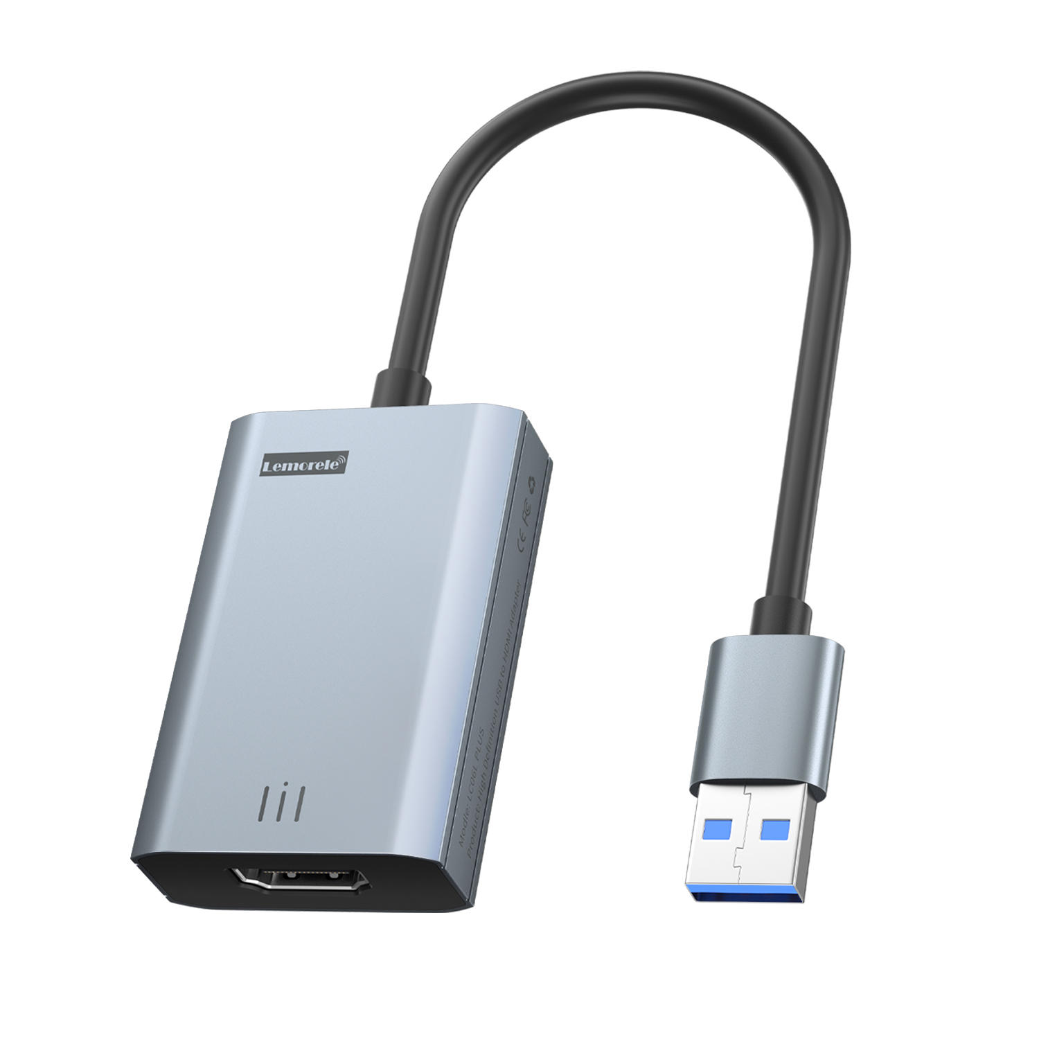 Lemorele Adapter USB na HDMI Kompatybilny konwerter 1080P USB męski na HDMI żeński Zewnętrzna karta graficzna Kabel adaptera karty graficznej: Default Title