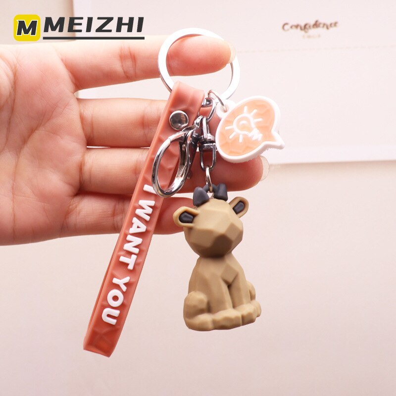 Meizhi cartoon geometrie sectie familie sleutelhanger tas paar hanger schattige dinosaurus panda sleutelhanger
