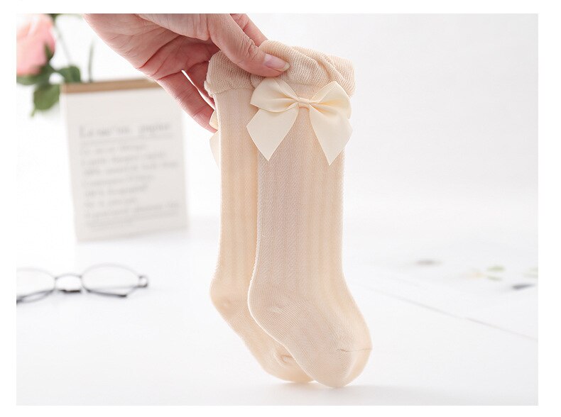 Babykousen strik katoenen sokken ademende lange sokken voor 0-3 jaar meisjes: C / 18-36m