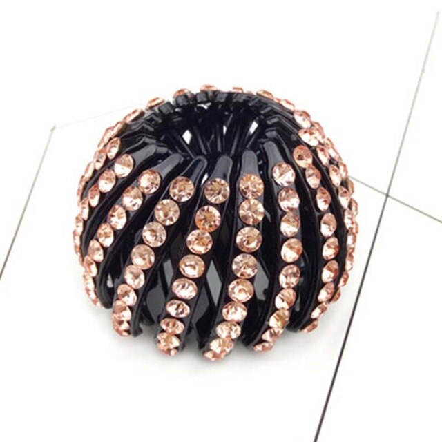 Meisjes Kristal Haar Clips Strass Paardenstaart Houder Haar Klauw Haaraccessoires Vrouwen Ball Head Hoofddeksels Haarspeld Clip: Champagne