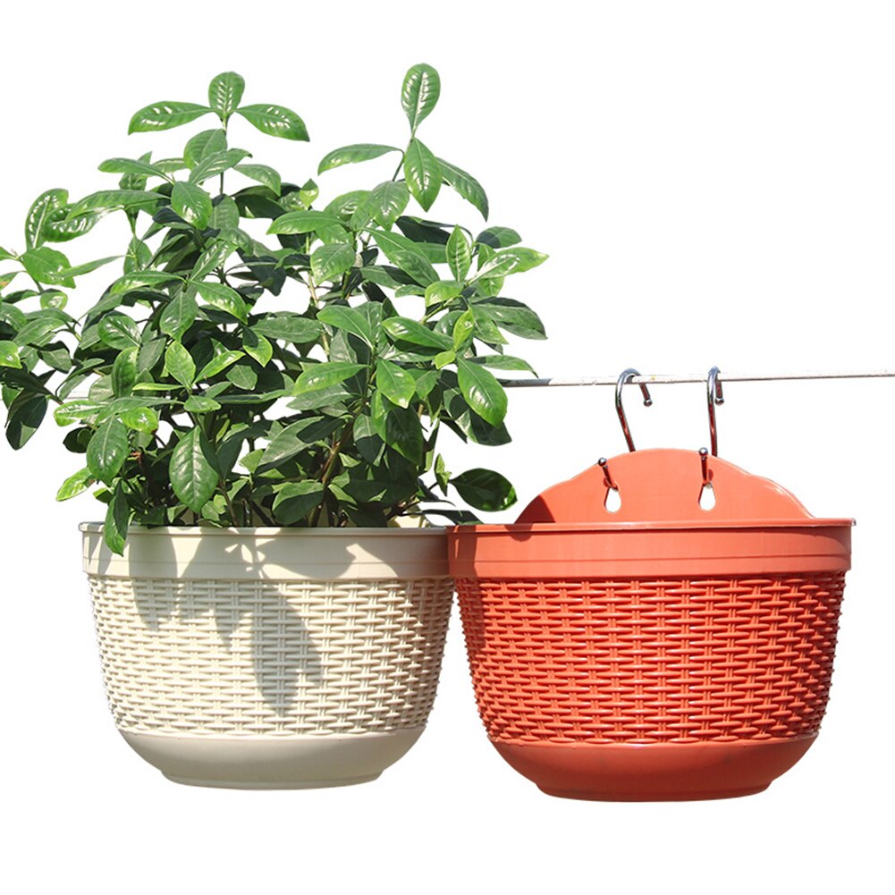 Imitation Rattan Wicker Wall Hanging Flower Baskets Plant Hangers Indoor Outdoor Flower Pot Basket Garden Flower Pot Planters