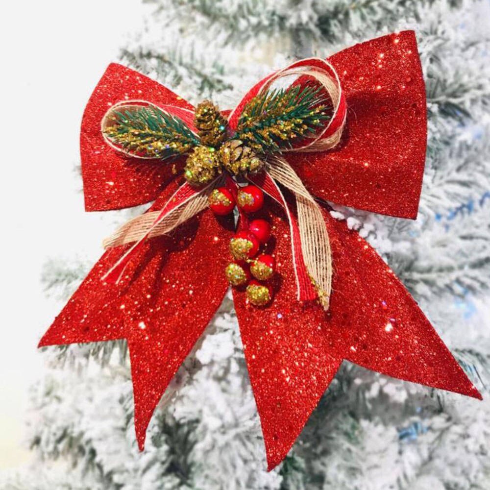 3 kleuren 5 maten dennenappels strik voor kerstboom hangende hanger kerstboomdecoratie kerstballen strik ornament kerstbenodigdheden: Rood / 3035cm