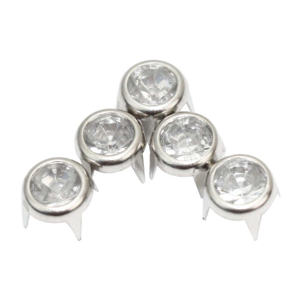 100x7mm crystal rhinestone metalen ronde spot spikes stud klinknagels leathercraft diy kleding accessoire