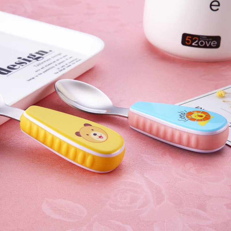 2Pcs/Set Stainless Steel Kids Fork Tableware Cartoon Cutlery Set Children Portable Camping Travel Dinnerware Kitchen Accessories