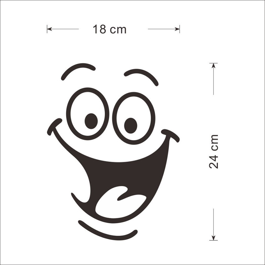 Glad smiley med store øjne klistermærker kunst decals klistermærker, dekoration til toilet væg stue soveværelse køkken hus bildør