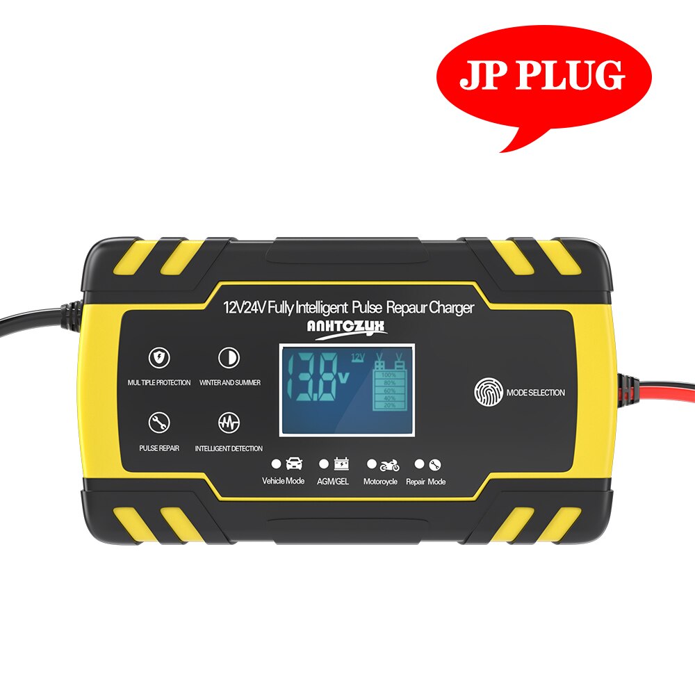 OBD2 24V 4A 12V 8A Full Automatic Car Battery Charger Pulse Repair LCD Display Smart Fast Charge AGM Deep Cycle GEL Lead-Acid: A 12V 8A 24V 4A JP