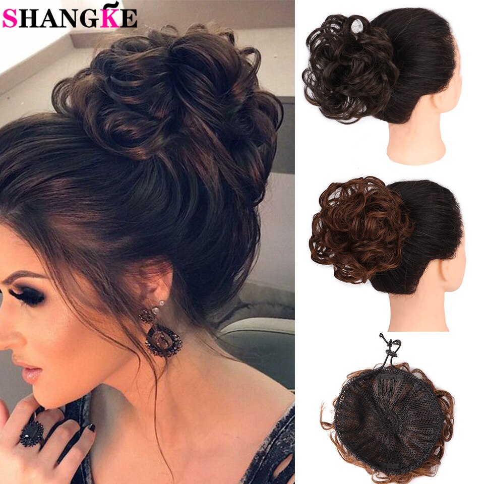 Fibra de alta temperatura de alta temperatura do cabelo do coque do cabelo da faixa de borracha do encaracolado do chignon do cordão sintético de shangke