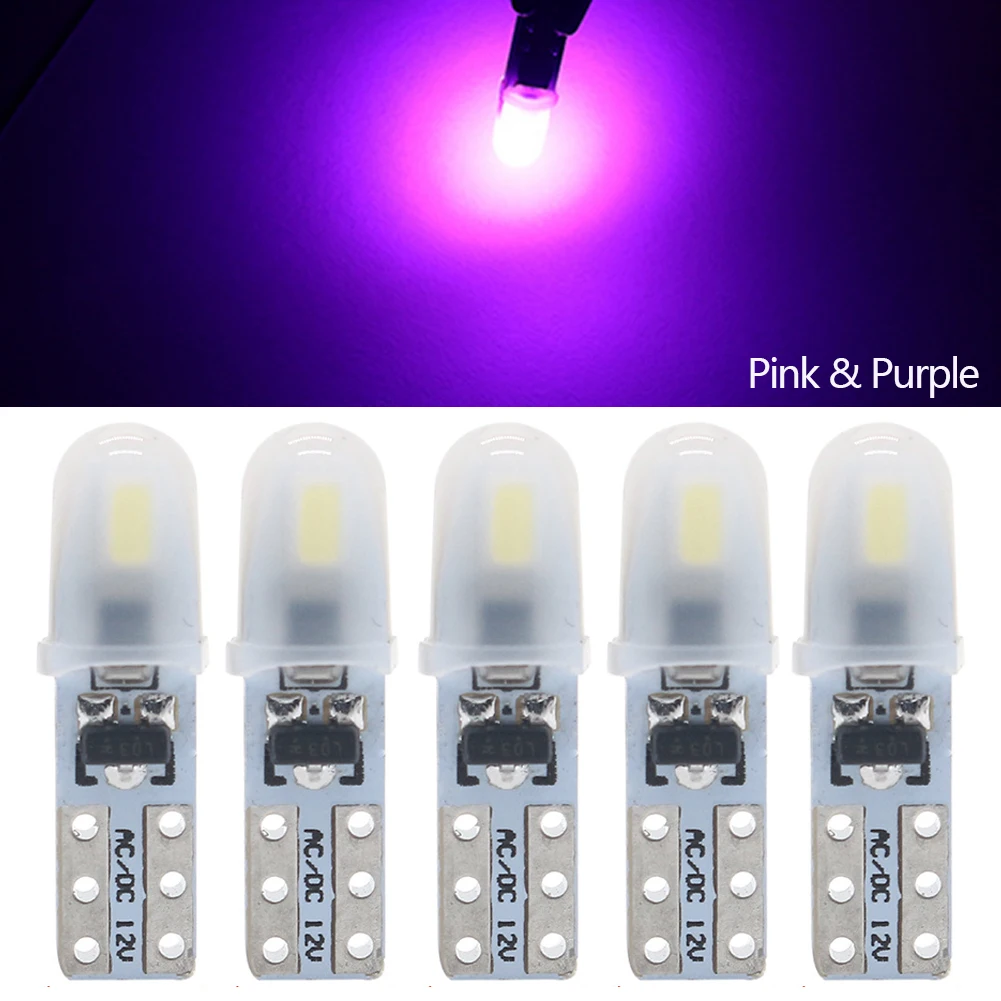 Ampoule LED T5 pour tableau de bord de voiture, 5 pièces, lampes de tableau de bord 2-3014 SMD sans polarité, 7 couleurs d'éclairage vibrantes, DC 12V: Bleu profond