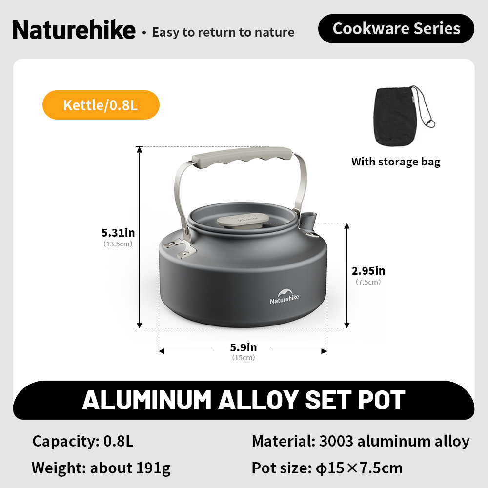 Naturehike Camping Cookware Kit Outdoor Frying Pan Portable Kettle Foldable Picnic Tableware Kitchen Utensils Cooking Utensils: Orange