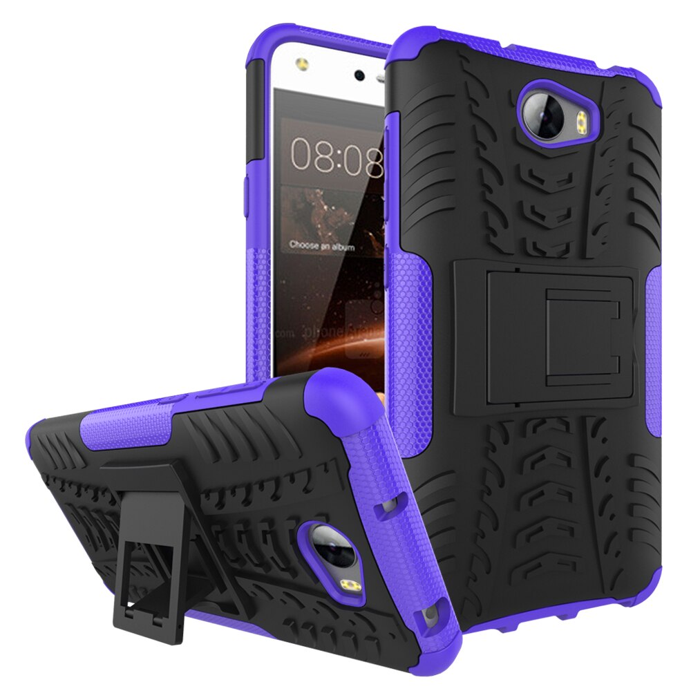 For Huawei Y5II Y5 ii 2 / Y6 II Compact CUN U29 CUN-U29 CUN-L21 CUN-L01 Case Armor Hybrid Silicone Stand Cover Honor 5A LYO-L21: Purple