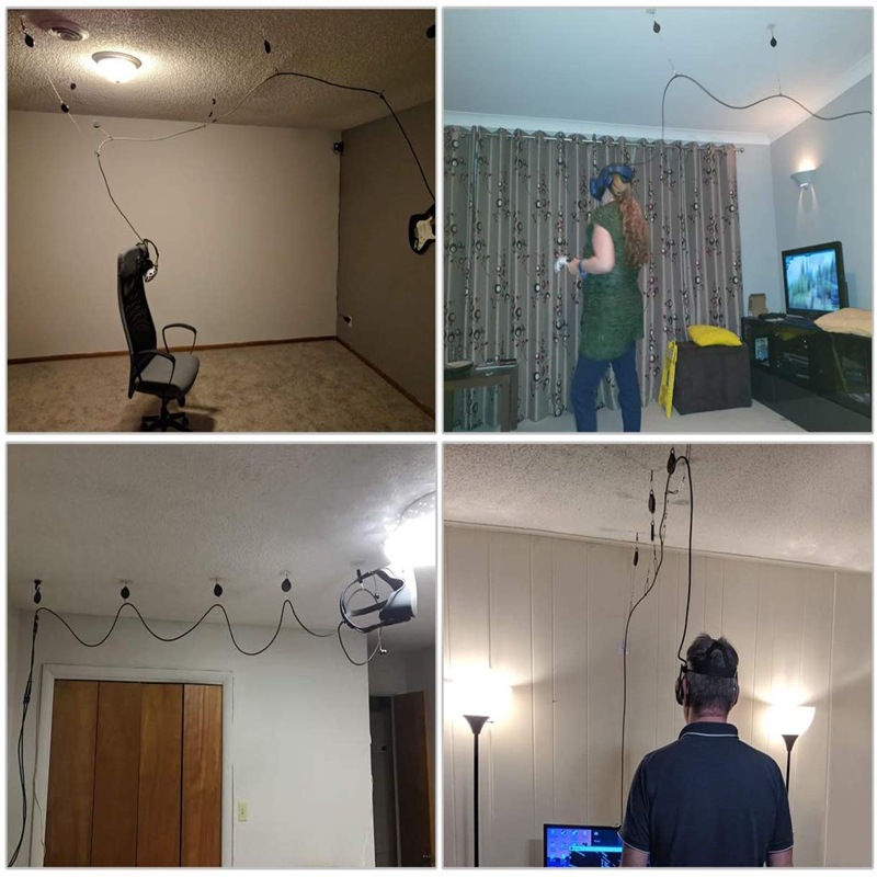 VR Cable Management Retractable Ceiling Pulley System For HTC Vive/Vive Pro/Oculus Rift/Oculus Quest2 Link Cable