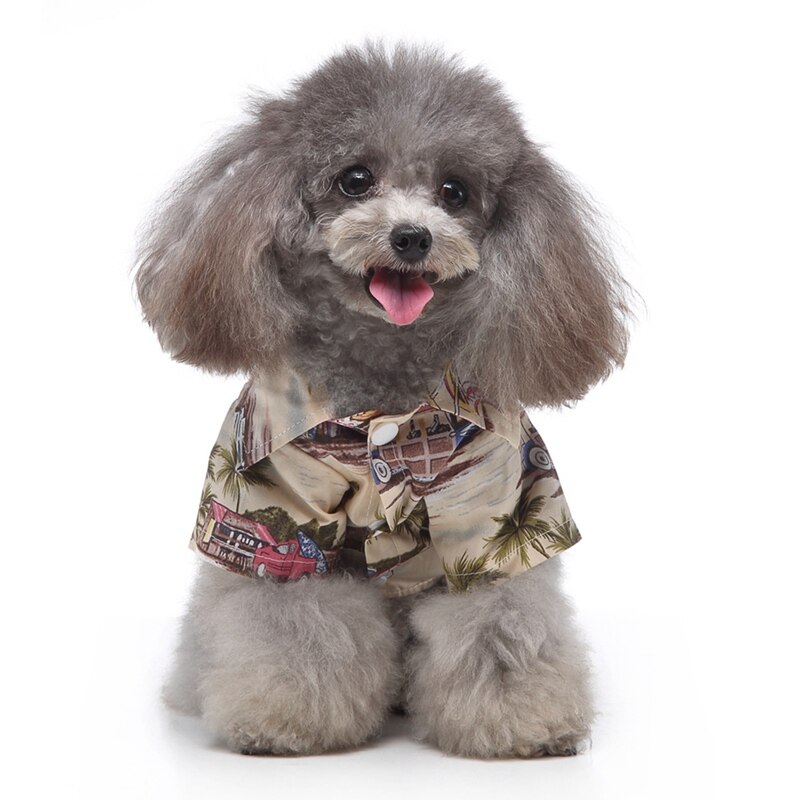 Ropa de verano para perros, camisa de playa con estampado de perro, hawaiana, playera informal de viaje para mascotas, blusa con Gato de manga corta
