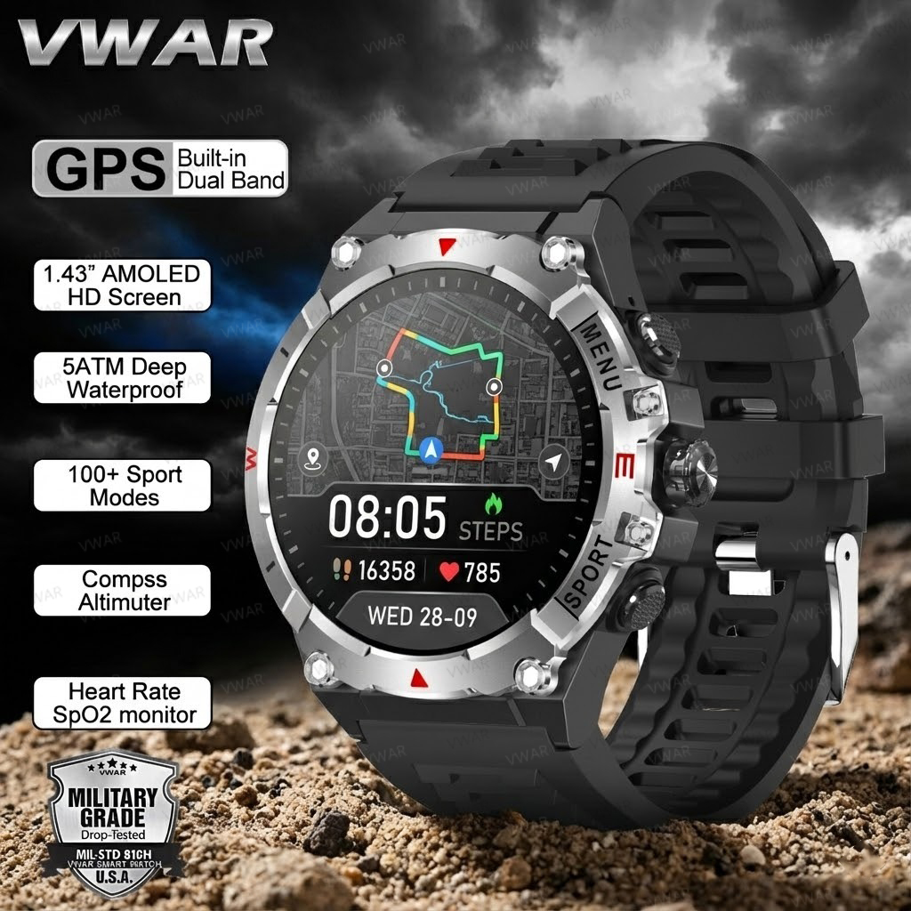 2026 NUOVO GPS Smartwatch 1.43 "Ultra AMOLED Display Bussola incorporata Altimetro Chiamata Bluetooth Smart Watch 500mAh Batteria: BIANCO