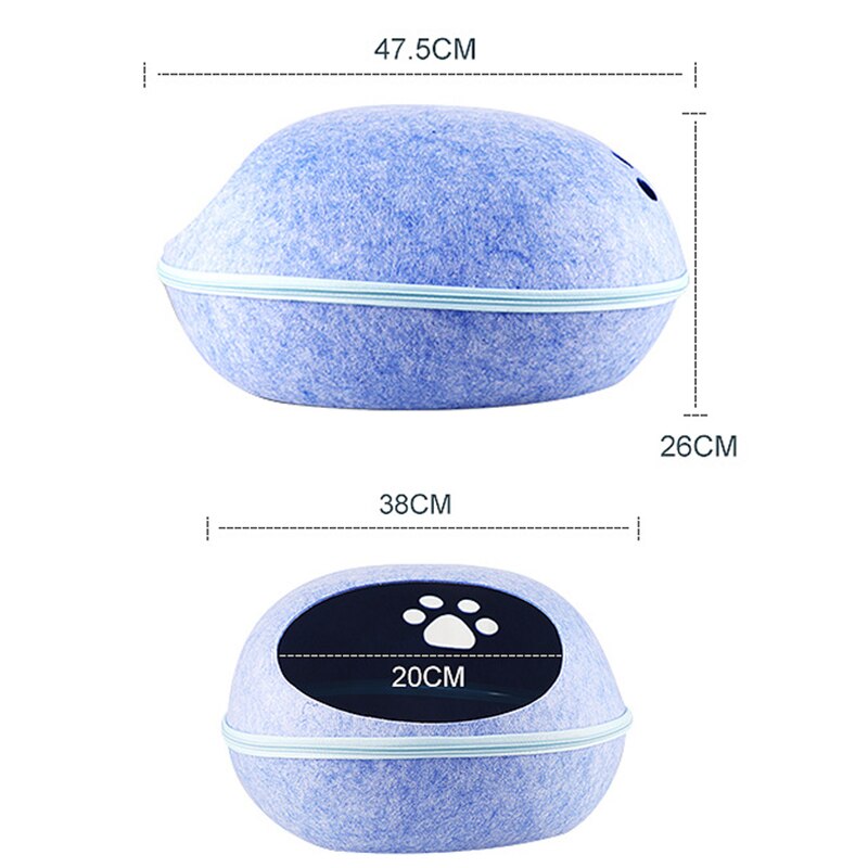 Cama desmontable de concha de huevo para gato, saco de dormir de fieltro Natural con cojín de nido, suave y transpirable esterilla, cueva semicerrada para mascotas