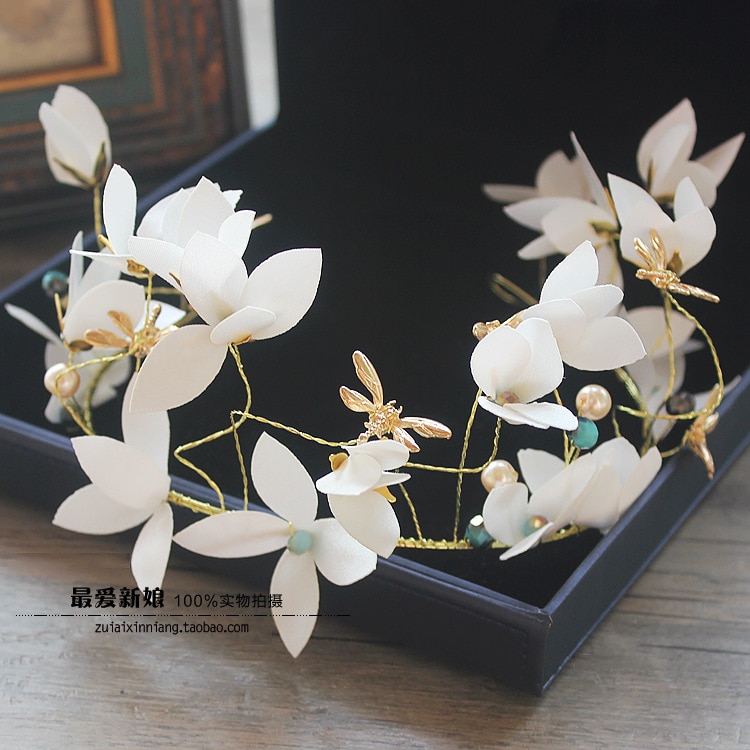 Witte zoete blad bloem haarbanden bruiden hoofdtooi sieraden hoepel bloem kroon Bruiloft haar Sieraden