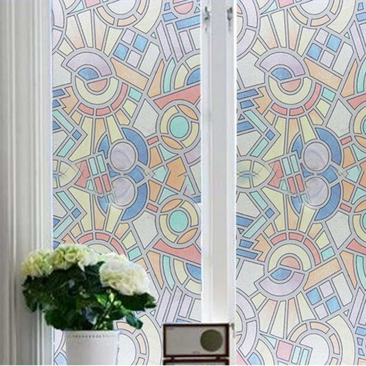 Electrostatic privacy window films Colored frosted stained glass window film PVC self-adhesive church home foil stickers