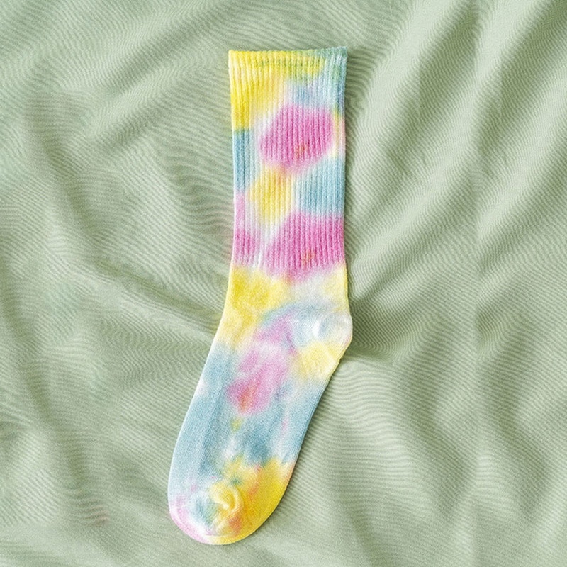 Cotton Skate Socks Men Women Sock Knee-high Funny Cycling Running Hiking Tie Dye Sox harajuku hip hop happy socks: E791880B