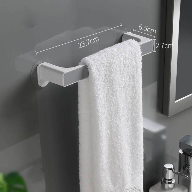 1Pc Zelfklevende Handdoek Houder Rek Muur Handdoek Hanger Badkamer Bar Plank Rolhouder Opknoping Haak Organisator: S Gray