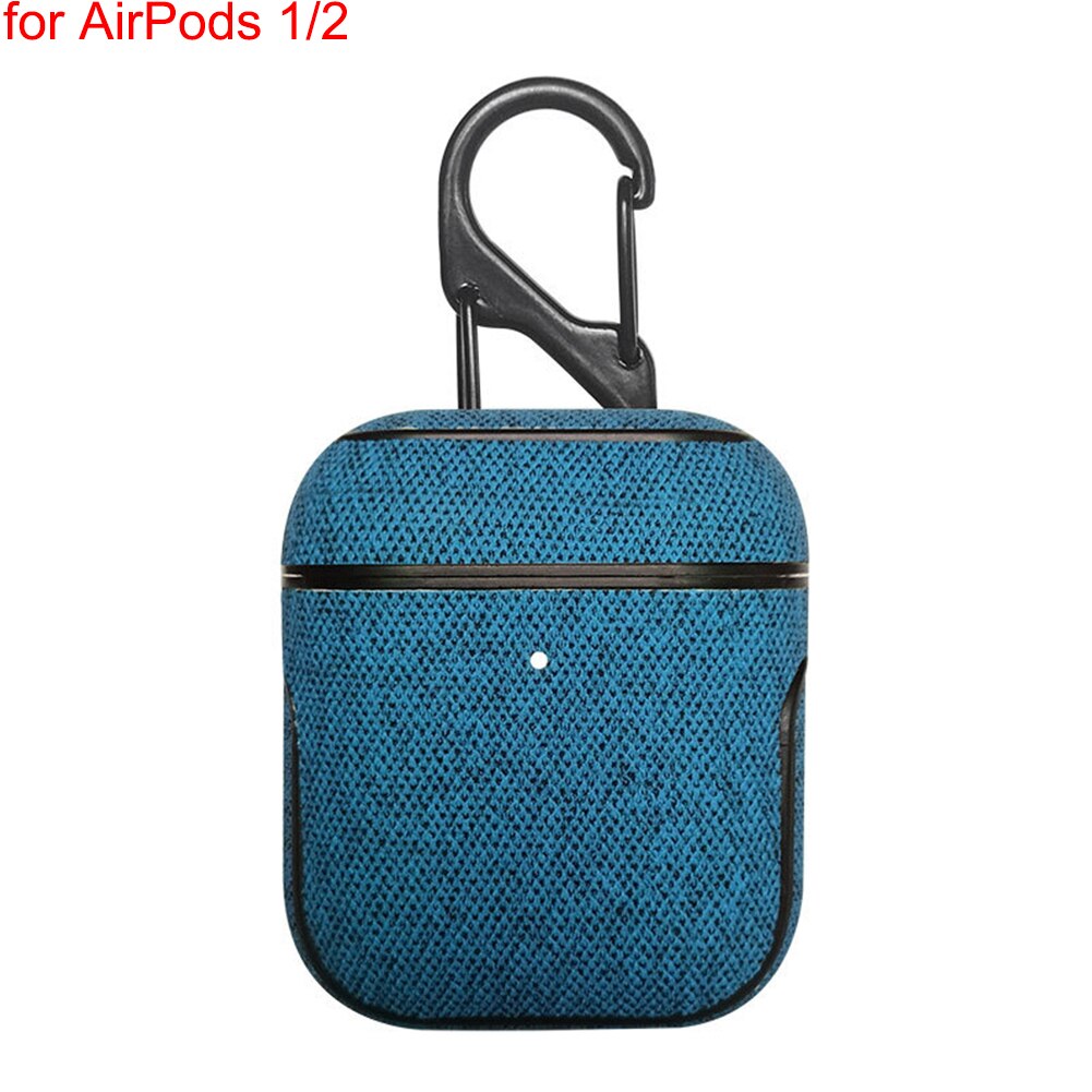 Bluetooth Kopfhörer Leder Fall Für Apple AirPods 1 2 Pro Stoff Anti-verloren Stoßfest Abdeckung PU Haut Für Luft schoten 3 Mit Haken: Leather Blue