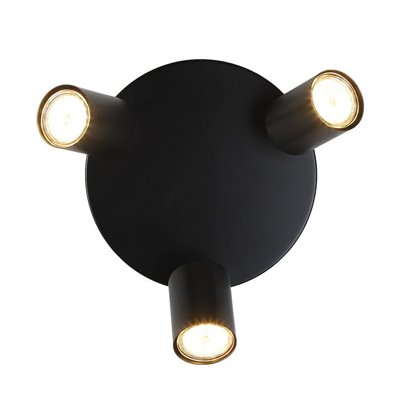 Multi-Head Roterende Black Spotlight Lampen GU10 Metalen Wandlamp Slaapkamer Woonkamer Lamp Veranda Leeslampjes Decoratie: 3 round bottom / White(no bulb)