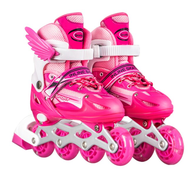Single flash inline skates roller skates beginner skates adjustable size skates: 1 / 33-37