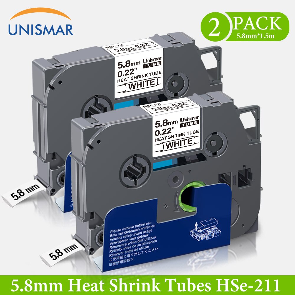 Unismar 5.8 millimetri Compatibile Fratello HSe 611 HSe-611 di Calore Del Tubo Termoretraibile Nero su Giallo per P-tocco etichetta creatore PTE300 PTE500 PTE550W: 2rosa nero on bianca