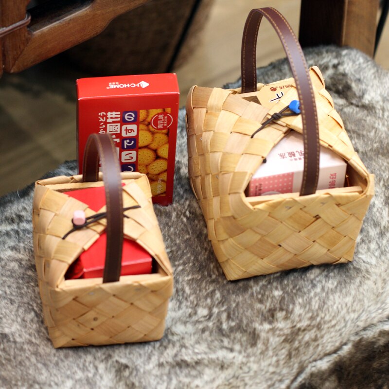 Handmade Woven Storage Boxes bamboo basket Storage bridal flower basket Gadgets shopping basket Container Home Organization