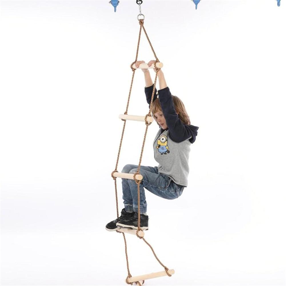 Corde en bois échelle Multi échelons sécurité sport corde balançoire pivotant connecteur rotatif outils enfants activité escalade jeu jouets