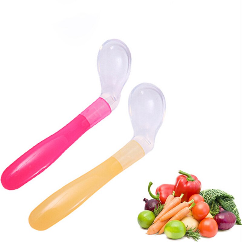 1 Uds. Cuchara de alimentación infantil para niños, cucharas de entrenamiento, utensilios para niño bebé alimentar, libre de BPA, silicona suave de primera etapa, 3 opciones