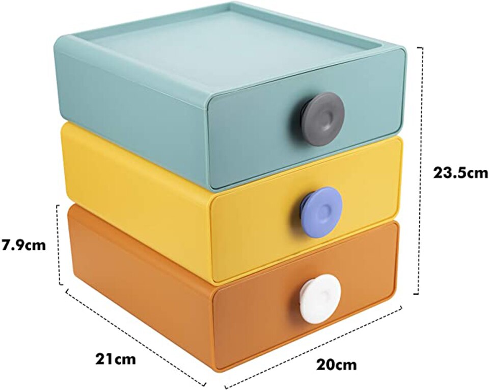 2022 Home Official Nordic Stackable Drawers Desktop Sundries Organizer Case Plastic Rack Cute Cosmetics Container: Random  3pcs