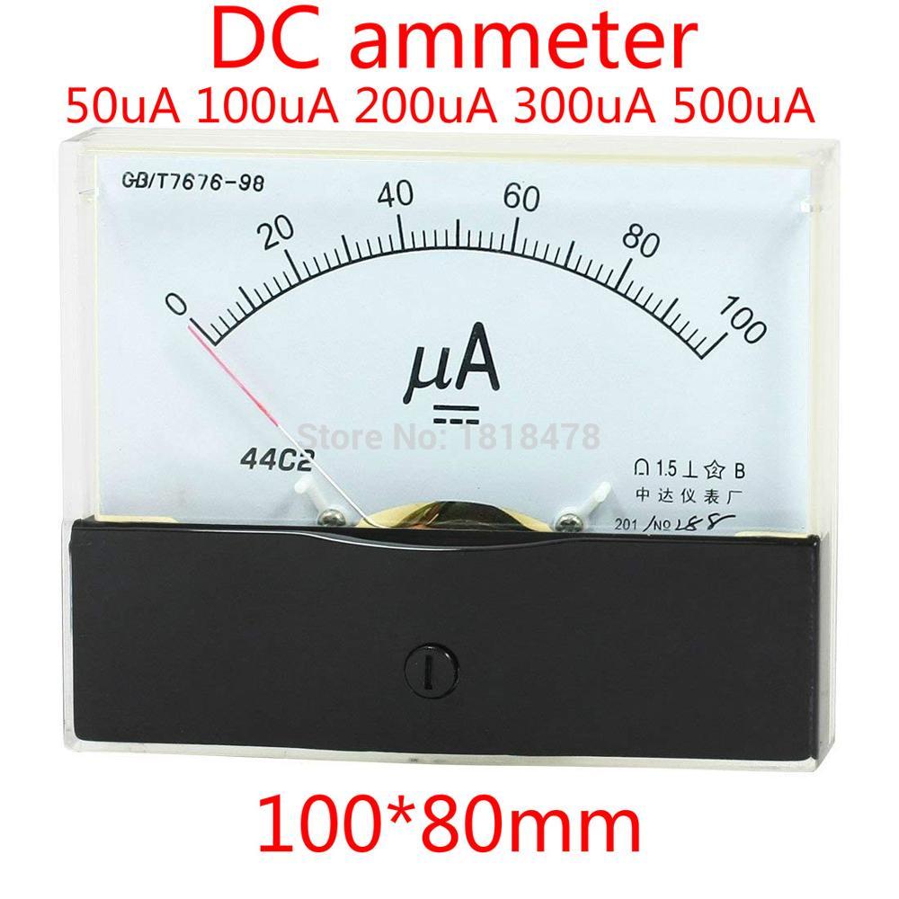 44C2-A Analoge Huidige Panel Meter DC 0-50uA 100uA 200uA 300uA 500uA Ampèremeter voor Circuit Testen Ampere Tester Gauge
