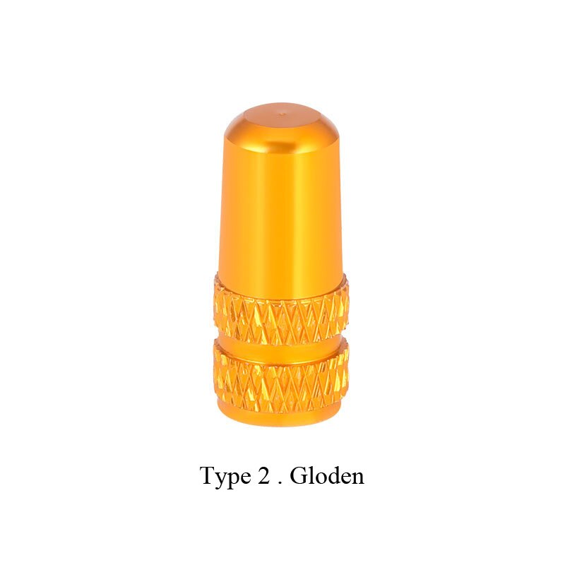 Fahrrad Reifen Ventil Kappe Aluminium Schrader/Presta Ventil Kappe Fahrrad Reifen Kappen Mit Vakuum Reifen Gesetz Mund Mutter Radfahren zubehör 2Pcs: type2.golden