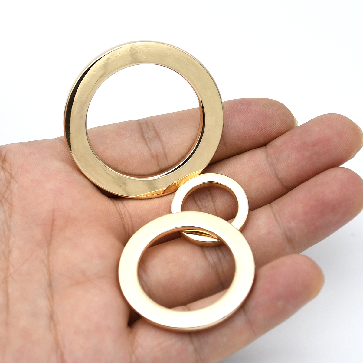 Hebilla circular de alambre plano con anillo redondo de Metal para bricolaje, correas para hombro, mochila, piezas para bolso, correa artesanal de cuero, bolso con cinturón, 4 tamaños, 1 ud.: # 7 / Dorado