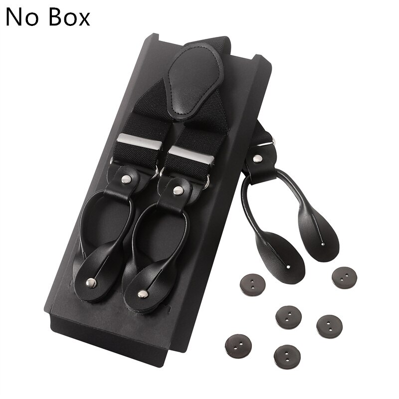 Vintage 3.5 Cm Wide Black Leather Suspenders Men Leather Button Suspenders Pant Braces Male Wedding Unisex Wear: MULTI