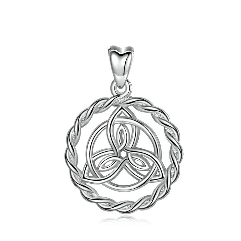 Eudora ægte sterling sølv triquetra vedhæng massivt sølv keltisk keltisk knude runde vedhæng til mænd kvinder smykker  d123: Hvid