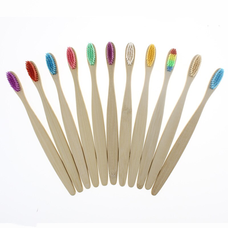 Cepillos de dientes de bambú reutilizables para adultos, cepillo dental suave de madera portátil, respetuoso con el medio ambiente, para viaje en casa, para Hotel, 100 Uds.