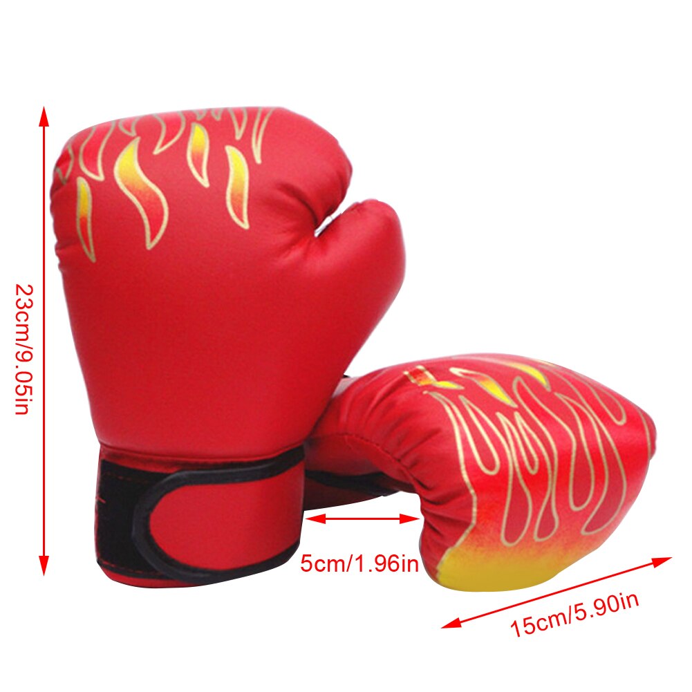 1 Pair Kids Children Boxing Gloves Flame Mesh Breathable PU Leather Flame Gloves Sanda Boxing Training Glove