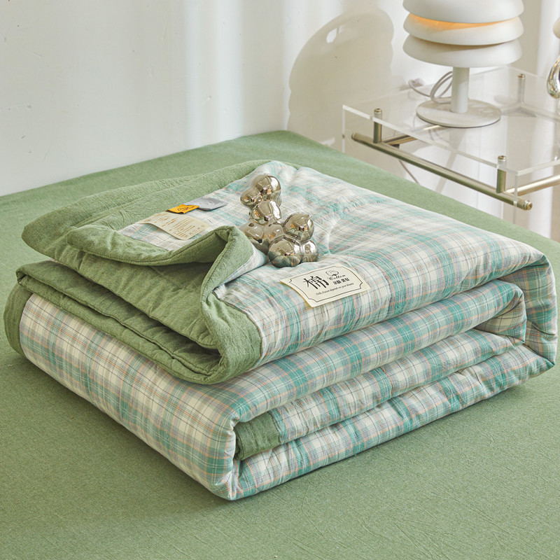 Sommer-Steppdecke aus reiner Baumwolle mit langem Klammer-Kern, klimatisierte Steppdecke, waschbar, kariert, weicher Bettdecke für Doppelbett, Zwilling-Königin-Größe-Bett: König / Burgunderrot